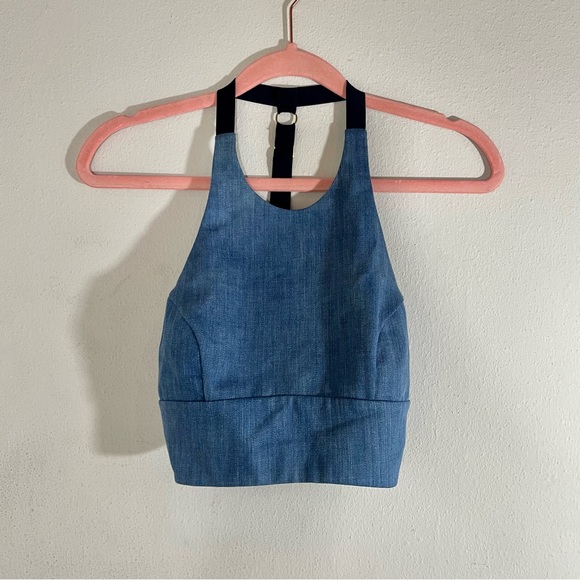 Noe Garments James T-back Denim Halter Bra top undergarments bralette blue Jean - Picture 11 of 13
